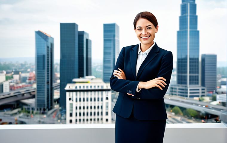 **
"A smiling professional, fully clothed in a modest business attire, confidently standing in front of a modern cityscape. The image emphasizes trust and success, appropriate for career growth and opportunities. Safe for work, perfect anatomy, professional."
**
