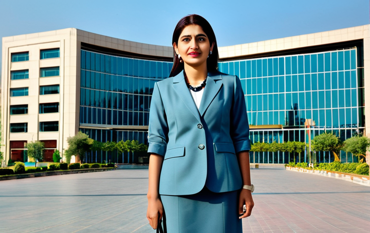 **
"A professional businesswoman in a modest business suit, standing confidently in front of a modern office building in Islamabad, Pakistan. The scene is bright and sunny, showcasing the modern architecture. She is fully clothed, appropriate attire, safe for work, perfect anatomy, natural proportions, professional photography, high quality, family-friendly."
**