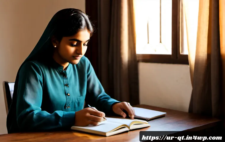 Home 17 목적 중심적 삶의 변화를 위한 초기 단계 - Photorealistic morning scene of a Pakistani young adult seated thoughtfully at a tidy home desk, wea...