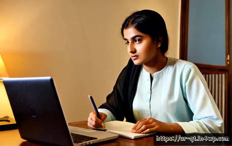 Home 17 목적 중심적 생활의 경험적 사례 - Photorealistic documentary-style scene of a young Pakistani woman in modest shalwar kameez studying ...